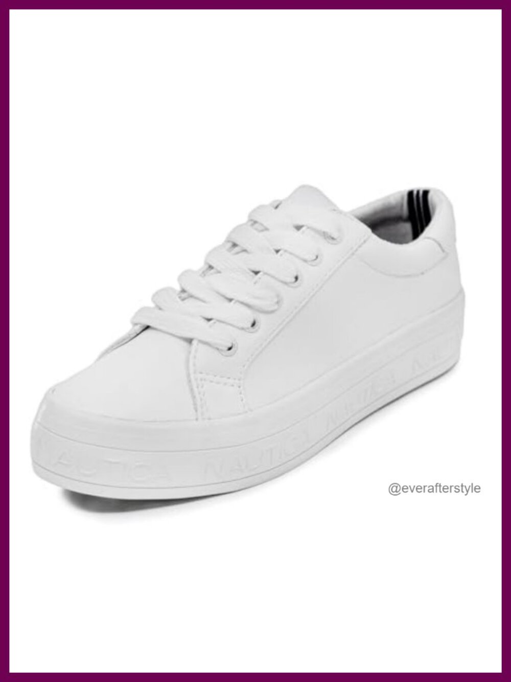 NAUTICA Women Platform Sneakers White Casual Thick Sole Faux Leather Lace-Up
